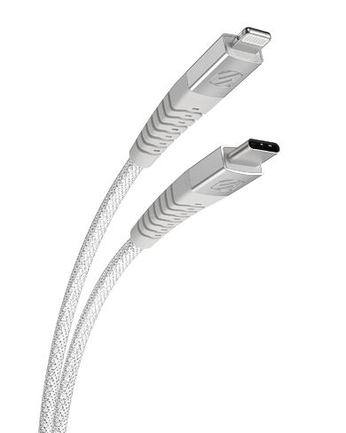 Scosche Strikeline 4ft USB C to Lightning Cable, MFi Certified Heavy Duty Braided Charger Cord with Reinforced Connector Housing, Type C Charger Fast Charging Cable for iPhone, iPad & More, White in Kuwait