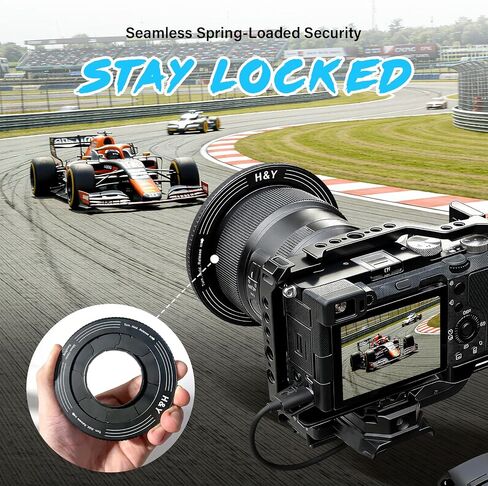 H&Y RevoRing Adjustable 46-62mm to 67mm Step Up Ring for Filters | 46-62mm to 67mm Variable Step Up Ring, Secure Turn-Hold Lock, Lens Filter Adapter Ring, Aluminum, Black in Kuwait