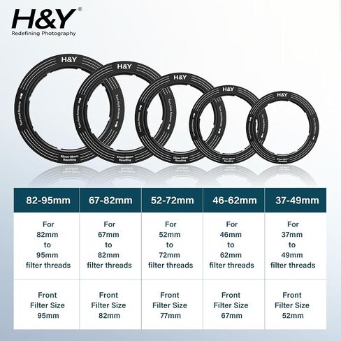 H&Y RevoRing Adjustable 46-62mm to 67mm Step Up Ring for Filters | 46-62mm to 67mm Variable Step Up Ring, Secure Turn-Hold Lock, Lens Filter Adapter Ring, Aluminum, Black in Kuwait