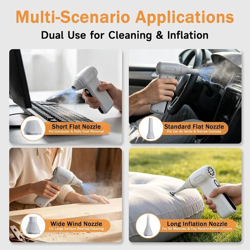 Compressed Air Duster, Ergonomic Design 250,000 RPM Compressed Canned Air Alternative, 3-Gear Powerful Blower for Computer Keyboard, PC Cleaning,Appliance,Car,Home and Outdoor in Kuwait