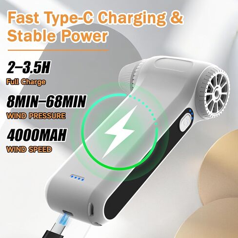 Compressed Air Duster, Ergonomic Design 250,000 RPM Compressed Canned Air Alternative, 3-Gear Powerful Blower for Computer Keyboard, PC Cleaning,Appliance,Car,Home and Outdoor in Kuwait