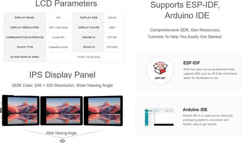ESP32-C5 2.8inch Touch Display Dev Board, Based on ESP32-C5-WROOM-1 in Kuwait
