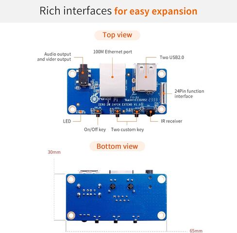 Orange Pi Zero 2W Expansion Board, 24Pin Connector Interface Board for OPi Zero 2W Development Mini PC Board Single Board Computer (Zero 2W EB) in Kuwait
