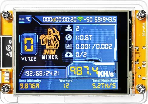 Bitcoin Miner NerdMiner, ESP32 2.8-inch OLED Display Development Board Type C ESP32-2432S028 Suitable for 1000 KH/s Hashrate Operations (Transparent) in Kuwait