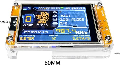 Bitcoin Miner NerdMiner, ESP32 2.8-inch OLED Display Development Board Type C ESP32-2432S028 Suitable for 1000 KH/s Hashrate Operations (Transparent) in Kuwait