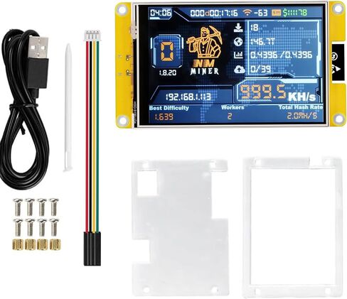 Bitcoin Miner NerdMiner, ESP32 2.8-inch OLED Display Development Board Type C ESP32-2432S028 Suitable for 1000 KH/s Hashrate Operations (Transparent) in Kuwait