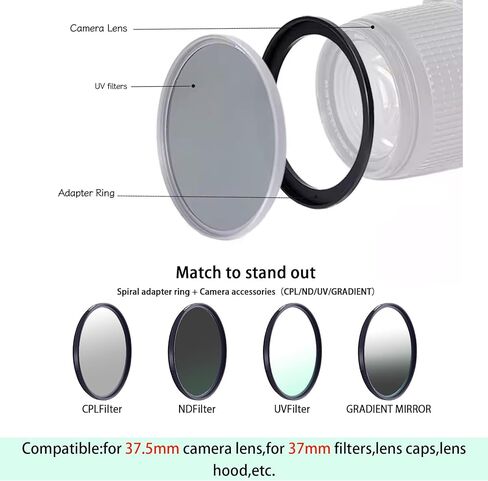 (2PCS) 37.5-37mm Step Down Filter Adapter Ring for 37.5mm Camera Lens and for 37mm Filters 37.5-37mm Step Up & Step Down Adapter Rings in Kuwait