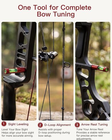 Berger Hole Bow Level – Aluminum Bow Leveling Kit Archery Tool for Compound Bow Sight, Arrow Rest & D-Loop Tuning, Lightweight Screw-in Bow Maintenance Accessory with Storage Pouch in Kuwait