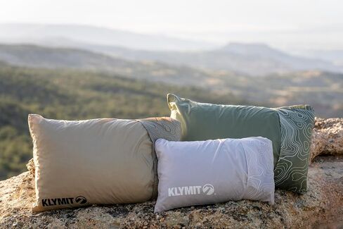 KLYMIT Drift Camping Pillow | Lightweight, Travel Head Rest for Sleep Filled with Shredded Memory Foam, Reversible Outer Cover for Extended Use, Regular Size — Tan in Kuwait