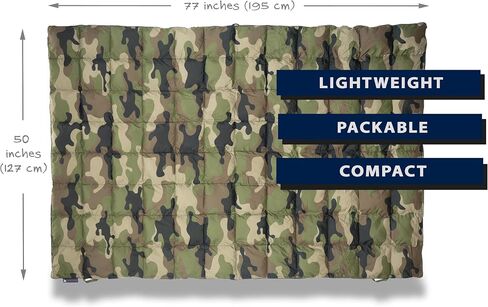 Get Out Gear Cozy Camo Camping Blanket - Puffy, Packable, Lightweight and Warm | Ideal for Outdoors, Travel, Stadium, Festivals, Beach, Hammock |Water-Resistant Backpacking Quilt in Kuwait