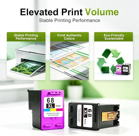 68 6155e 6555e 68XL Ink Cartridges Black/Color Combo Pack Replaced for HP68 in Kuwait