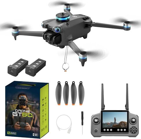 FPV Drone with HD Camera for Adults Beginners, GPS Drone with Screen on Controller, Obstacle Avoidance, Auto Return, Fishing Drones with One-Key Payload Drop Delivery Function, Foldable RC Quadcopter for Outdoor Shooting Camping Fishing Gift Delivery Quad in Kuwait