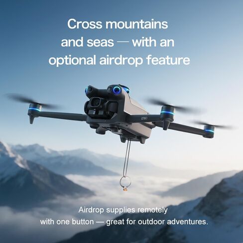 FPV Drone with HD Camera for Adults Beginners, GPS Drone with Screen on Controller, Obstacle Avoidance, Auto Return, Fishing Drones with One-Key Payload Drop Delivery Function, Foldable RC Quadcopter for Outdoor Shooting Camping Fishing Gift Delivery Quad in Kuwait