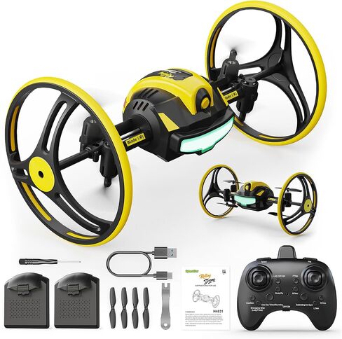 Holy Stone Drive Climb Drone for Kids Beginners, RC Quadcopter with Wall-Crawling, Ground Driving, 360° Flips, Air Hop, Circle Fly, Headless Mode, One Key Takeoff/Landing, LED Lights, Gift Toy for Boys Girls in Kuwait