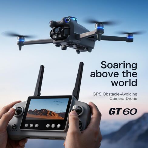 FPV Drone with HD Camera for Adults Beginners, GPS Drone with Screen on Controller, Obstacle Avoidance, Auto Return, Fishing Drones with One-Key Payload Drop Delivery Function, Foldable RC Quadcopter for Outdoor Shooting Camping Fishing Gift Delivery Quad in Kuwait