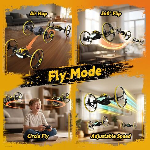 Holy Stone Drive Climb Drone for Kids Beginners, RC Quadcopter with Wall-Crawling, Ground Driving, 360° Flips, Air Hop, Circle Fly, Headless Mode, One Key Takeoff/Landing, LED Lights, Gift Toy for Boys Girls in Kuwait