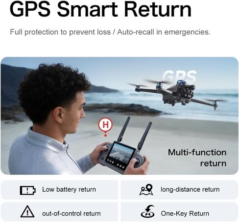 FPV Drone with HD Camera for Adults Beginners, GPS Drone with Screen on Controller, Obstacle Avoidance, Auto Return, Fishing Drones with One-Key Payload Drop Delivery Function, Foldable RC Quadcopter for Outdoor Shooting Camping Fishing Gift Delivery Quad in Kuwait