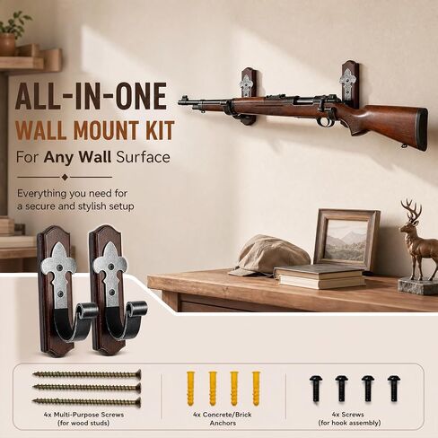 Horizontal Gun Rack for Wall with Metal Hook for Wood Rifles & Shotgun in Kuwait