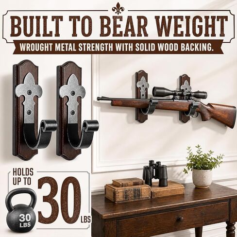 Horizontal Gun Rack for Wall with Metal Hook for Wood Rifles & Shotgun in Kuwait