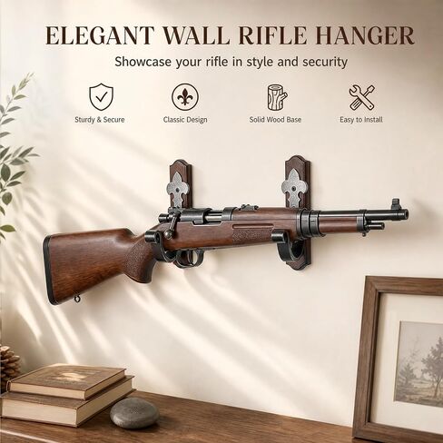 Horizontal Gun Rack for Wall with Metal Hook for Wood Rifles & Shotgun in Kuwait