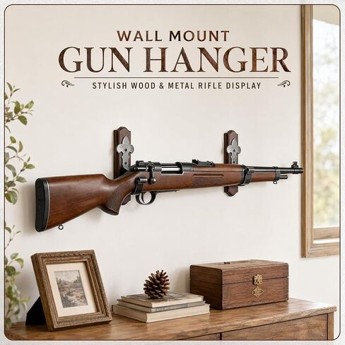 Horizontal Gun Rack for Wall with Metal Hook for Wood Rifles & Shotgun in Kuwait