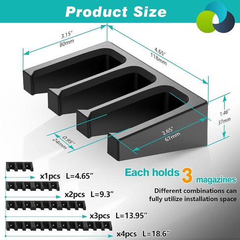 Magnetic PMAG Wall Mount, AR Magazine Holder for Gun Safe & Locker Storage, N52 Strong Magnet ABS 3-Slot Mag Rack for PMAG 30 Round 5.56/.223, Ammo Display Organizer (2-Pack) in Kuwait