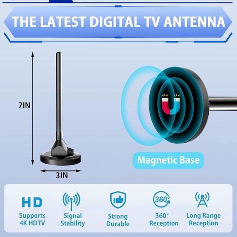 Indoor Antenna for Smart TV,HD Antenna with Strong Magnetic Base in Kuwait
