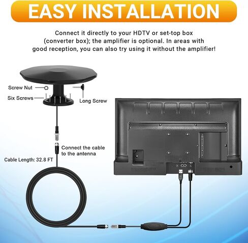 Digital Outdoor TV Antenna 360° Omni-Directional for Local Channels in Kuwait