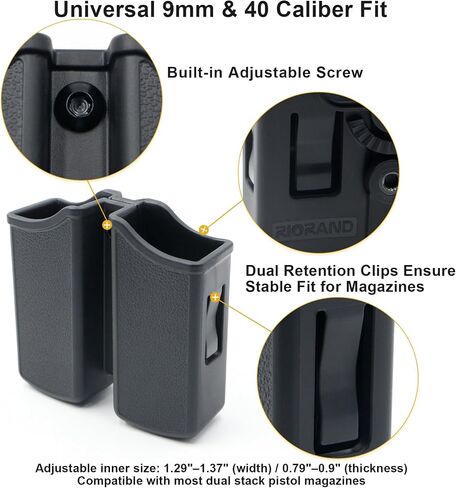 RioRand Universal Double Magazine Pouch, 9mm .40 Caliber Dual Stack Holder in Saudi Arabia