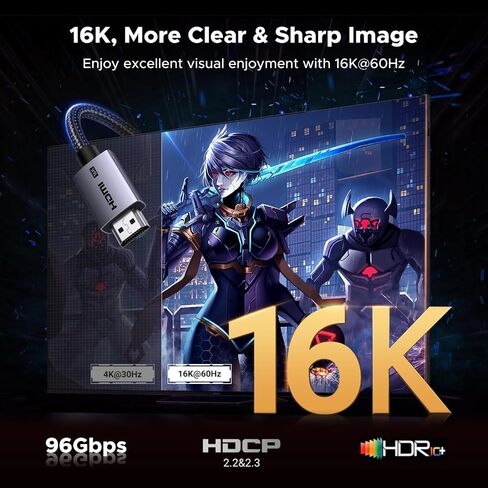 UGREEN 16K HDMI Cable 96Gbps 6.6FT, 8K@240Hz High Speed HDMI Cord in Kuwait