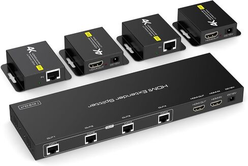 HDMI Extender Over Cat5e/6/7 Ethernet 1080p Up to 196ft HDMI Balun Sender Transmitter Receiver Support EDID and POC Function 3D HDCP in Kuwait