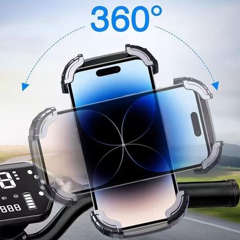 Bike Phone Holder for Handlebar,360°Adjustable Universal Motorcycle Phone Mount,Shock Absorbing Anti-Shake,for Bike and Motorcycle, Electric Scooter Mountain Bike,Fits 4.7–7"Smartphones(Black) in Kuwait