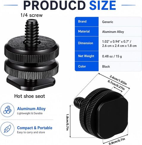 2 Pcs Cold Shoe Mount 1/4 Inch Camera Adapter Screws in Kuwait