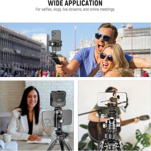 NEEWER SP-02 Phone Tripod Mount Adapter with Arca Type Quick Release Plate Cold Shoe 360° Rotation 180° Tilt Cleaning Cloth, Foldable Holder Compatible with iPhone Android Samsung for Video Recording in Kuwait