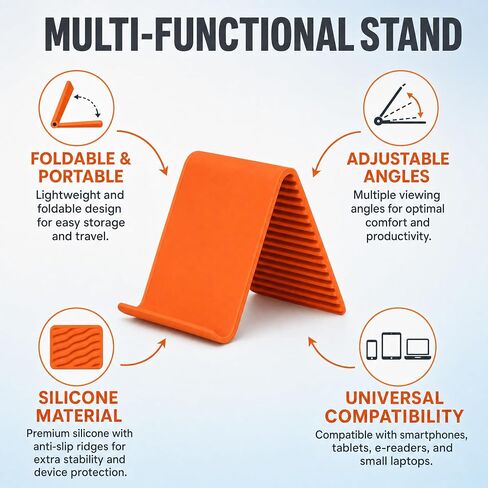 1Pc Folding Phone & Tablet Stand, Adjustable Silicone Desk Mount for Devices in Kuwait