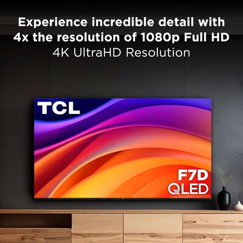 TCL 50-Inch F7D Series QLED 4K UHD Smart TV (50F7D, 2026 Model) | Dolby Vision & Dolby Atmos, DTS | Voice Remote with Alexa | Motion Rate 240, Game Accelerator 120, Auto Game Mode in Kuwait