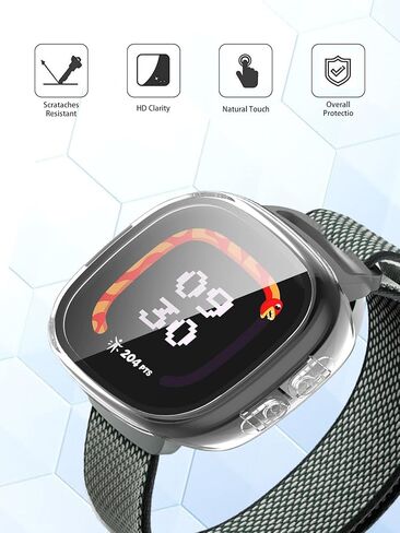 for Google Fitbit Ace LTE Smart Watch Case, Hard PC Screen Protector,9H Tempered Glass Ultra-Thin Full-Coverage Shockproof Bumper,Clear in Kuwait