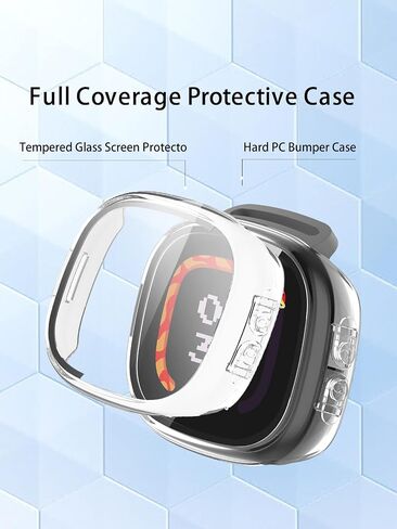 for Google Fitbit Ace LTE Smart Watch Case, Hard PC Screen Protector,9H Tempered Glass Ultra-Thin Full-Coverage Shockproof Bumper,Clear in Kuwait