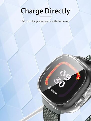 for Google Fitbit Ace LTE Smart Watch Case, Hard PC Screen Protector,9H Tempered Glass Ultra-Thin Full-Coverage Shockproof Bumper,Clear in Kuwait