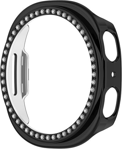 Disscool Case Cover Compatible with Samsung Galaxy Watch 8 44mm Smartwatch Anti Drop Hard PC Replacement Protective Cases Synthetic Diamond Decoration Cover Watch Accessories(Black) in Kuwait