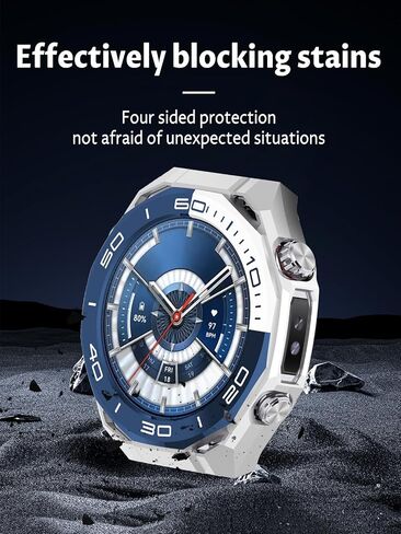 Case for HUAWEI WATCH Ultimate 2 SmartWatch, PC Hollow Watch Case,Anti Fall and Scratch Resistant, High-definition and Transparent,with Tempered Glass Screen Protector,Blue in Kuwait