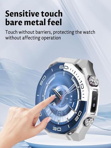 Case for HUAWEI WATCH Ultimate 2 SmartWatch, PC Hollow Watch Case,Anti Fall and Scratch Resistant, High-definition and Transparent,with Tempered Glass Screen Protector,Blue in Kuwait