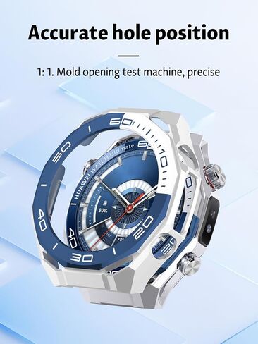 Case for HUAWEI WATCH Ultimate 2 SmartWatch, PC Hollow Watch Case,Anti Fall and Scratch Resistant, High-definition and Transparent,with Tempered Glass Screen Protector,Blue in Kuwait