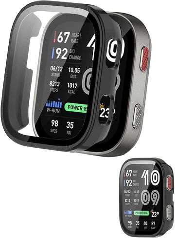 NOUKAJU Case for Amazfit Bip Max, Protective Cover SmartWatch,Built-in 9H Tempered Glass Film, Hard PC,Easy to Install,Screen Protector for Amazfit Bip Max(Black) in Kuwait