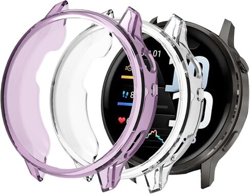 (2 Pack) Case for Garmin Venu 4 45MM Smartwatch,Soft Flexible TPU Thin Lightweight Bumper Cover Protector for Garmin Venu 4,(Transparent + Transparent Black) in Kuwait