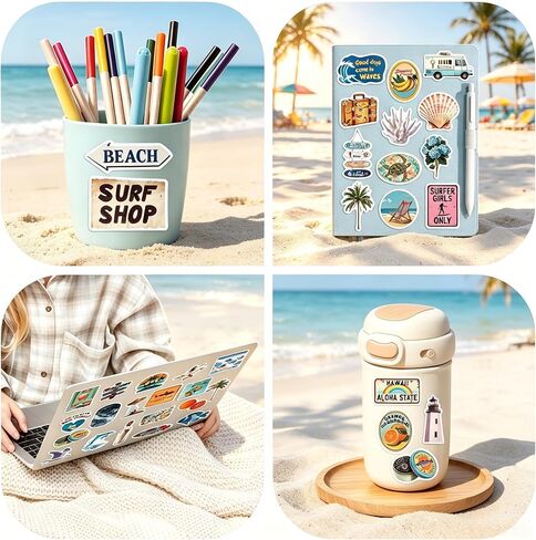 100Pcs Ocean Beach Stickers, Summer Vintage Coast Aesthetic Stickers in Kuwait