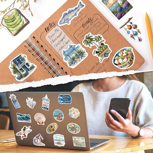 100Pcs Ocean Beach Stickers, Summer Vintage Coast Aesthetic Stickers in Kuwait