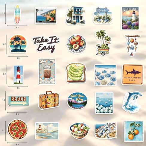 100Pcs Ocean Beach Stickers, Summer Vintage Coast Aesthetic Stickers in Kuwait