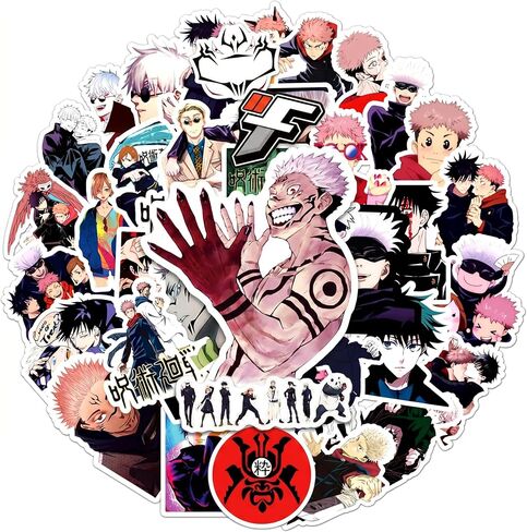 100 Pcs JJK Stickers Pack Waterproof Vinyl Decals Stickers for Laptop Skateboard Phone Guitar Travel Case Water Bottle Laptop in Kuwait