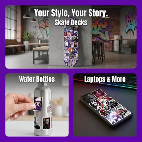 100 Pcs JJK Stickers Pack Waterproof Vinyl Decals Stickers for Laptop Skateboard Phone Guitar Travel Case Water Bottle Laptop in Kuwait